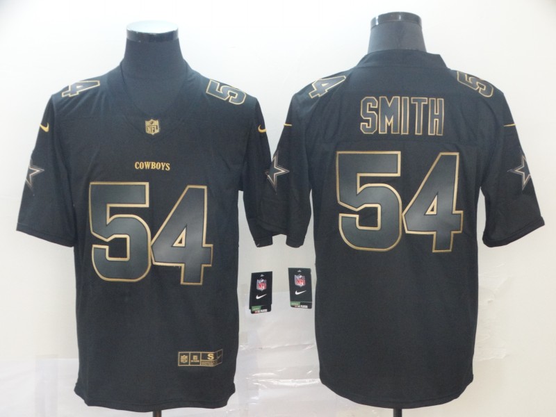 NFL Dallas Cowboys #54 Smith Black Gold Jersey