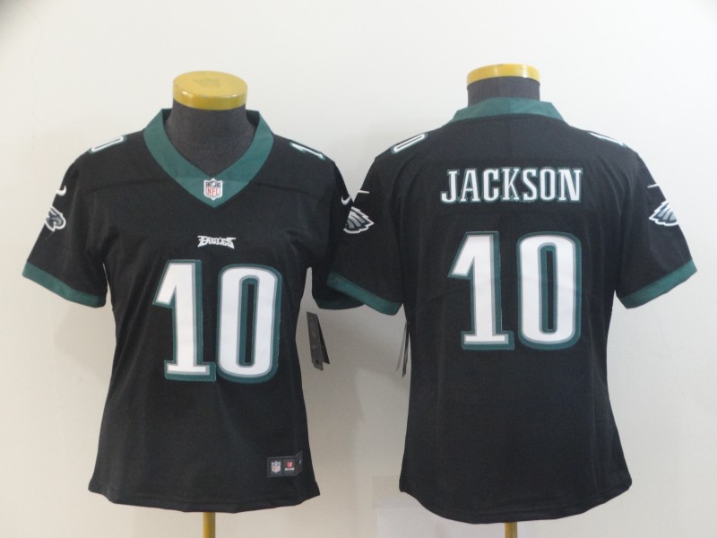 Womens NFL Philadelphia Eagles #10 Jackson Black Vapor Limited Jersey