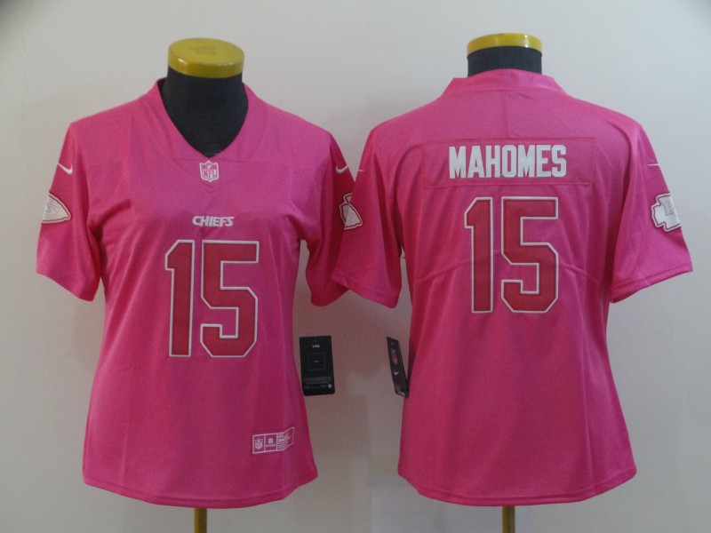 Womens NFL Kansas City Chiefs #15 Mahomes Pink Limited Jersey