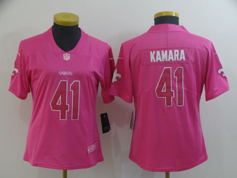 Womens NFL New Orleans Saints #41 Kamara Limited Pink Jersey