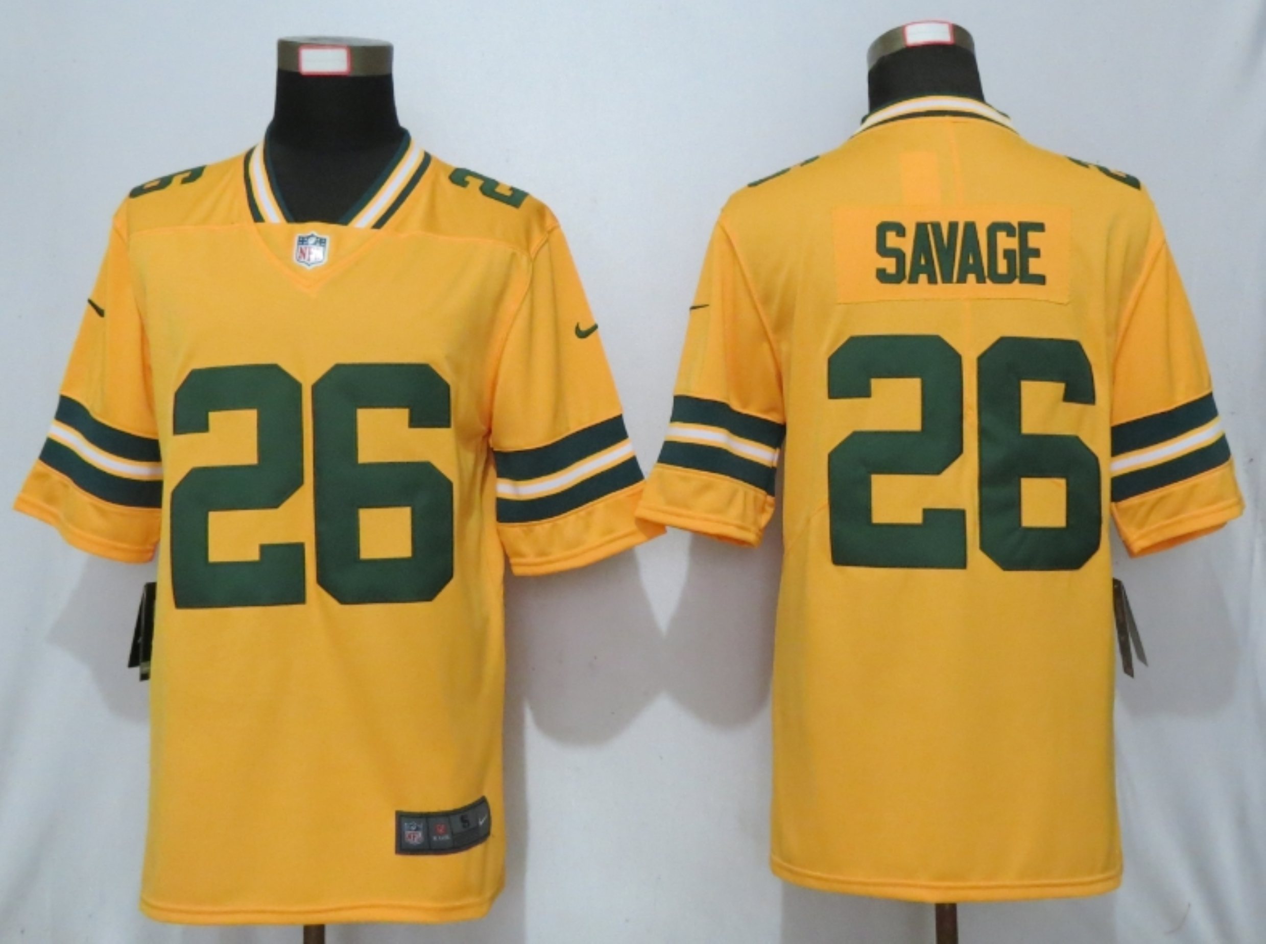 New Green Bay Packers #26 Savage Vapor Nike Gold Inverted Legend Jersey