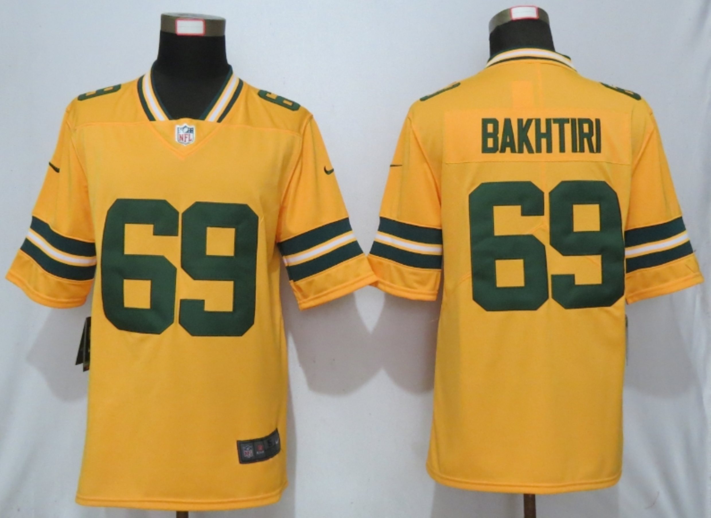 New Green Bay Packers #69 Bakhtiri Vapor Nike Gold Inverted Legend Jersey