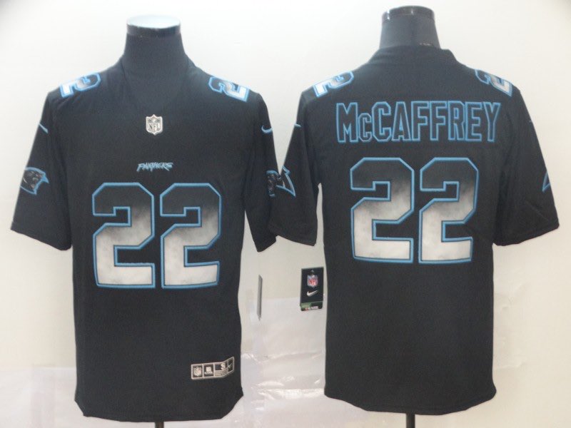 NFL Carolina Panthers #22 McCaffrey Black Smoke Legend Jersey