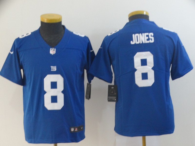 Kids NFL New York Giants #8 Jones Vapor Limited Blue Jersey