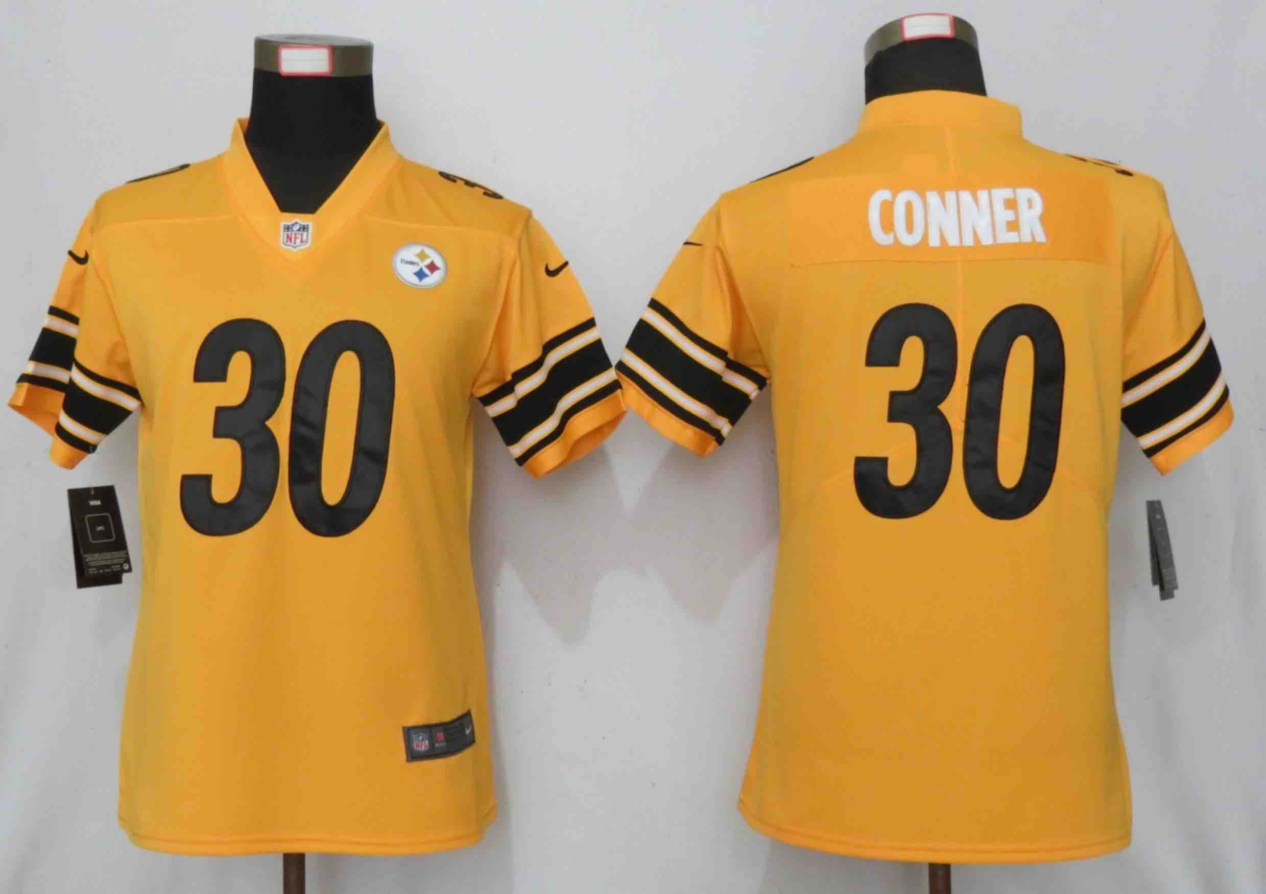 Womens NFL Pittsburgh Steelers #30 Conner Vapor Gold Inverted Jersey