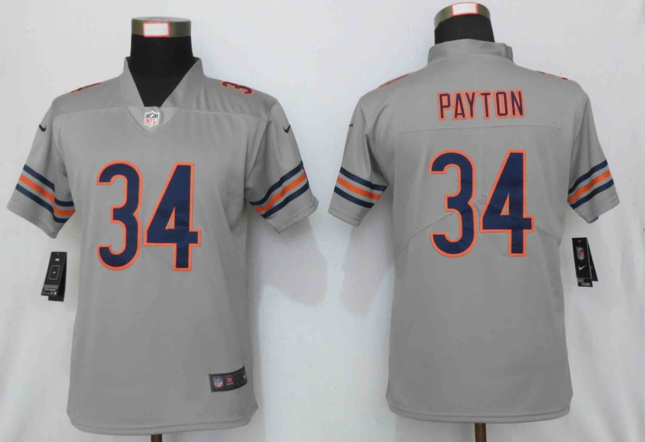 Womens NFL Chicago Bears 10 Payton Vapor Silver Inverted Jersey