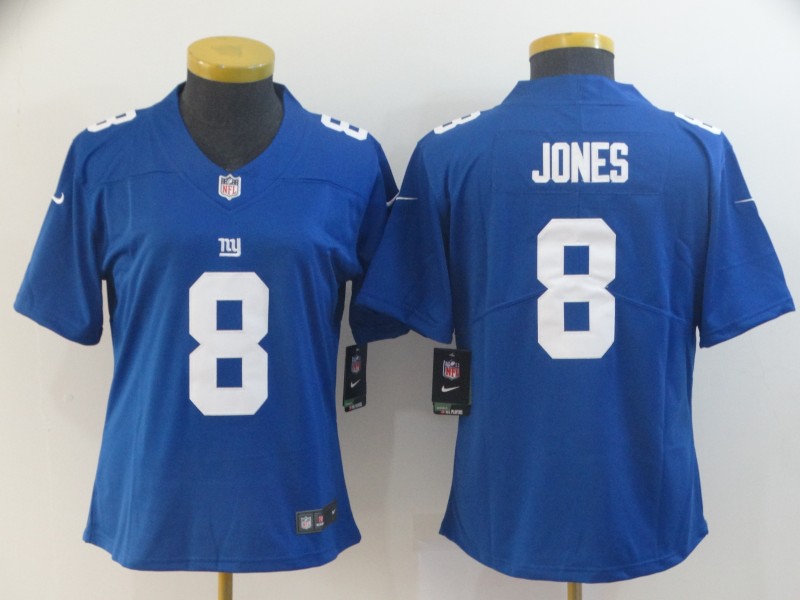 Womens NFL New York Giants #8 Jones Vapor Limited Blue Jersey