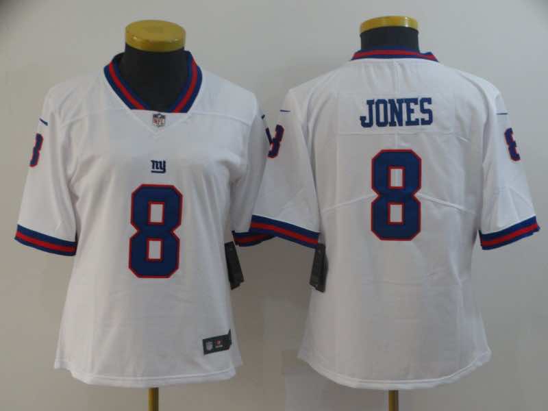 Womens NFL New York Giants #8 Jones White Color Rush Jersey
