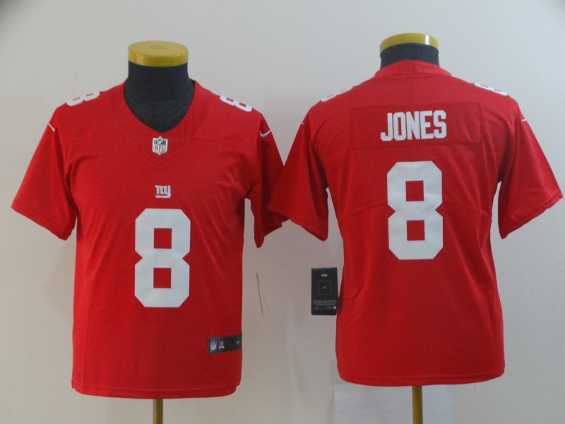 Kids NFL New York Giants #8 Jones Vapor Limited Red Jersey