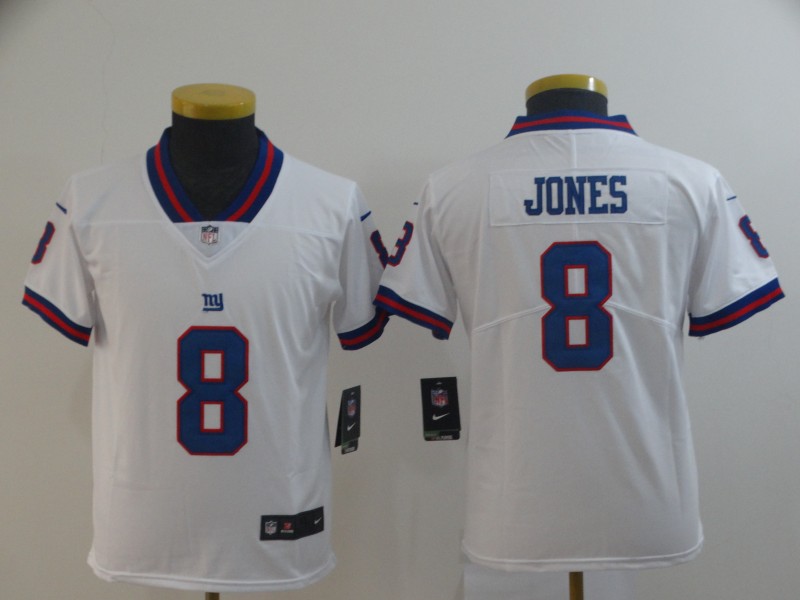 Kids NFL New York Giants #8 Jones Vapor Limited White Jersey
