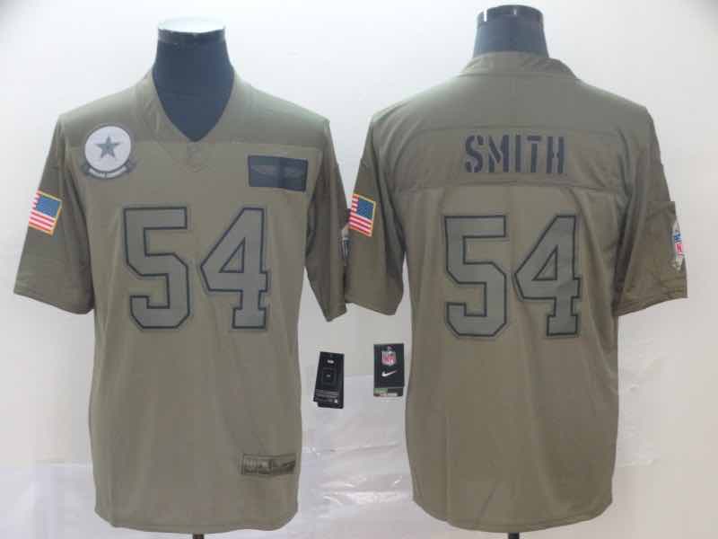 NFL Dallas Cowboys #54 Smith Salute to Service Green Jersey