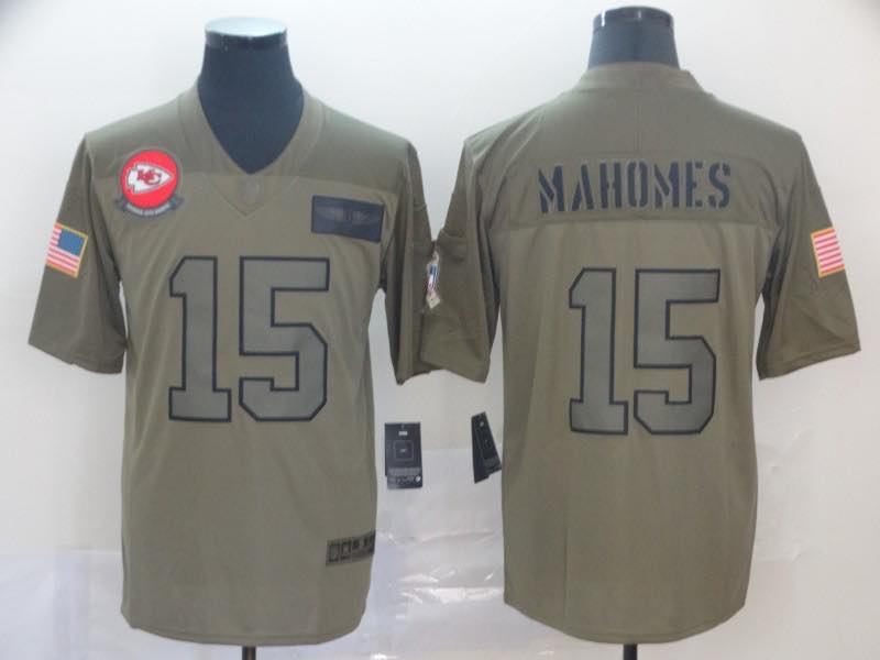 NFL Kansas City Chiefs #15 Mahomes Salute to Service Green Jersey