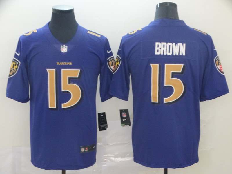 NFL Baltimore Ravens #15 Brown Purple Vapor Limited Jersey