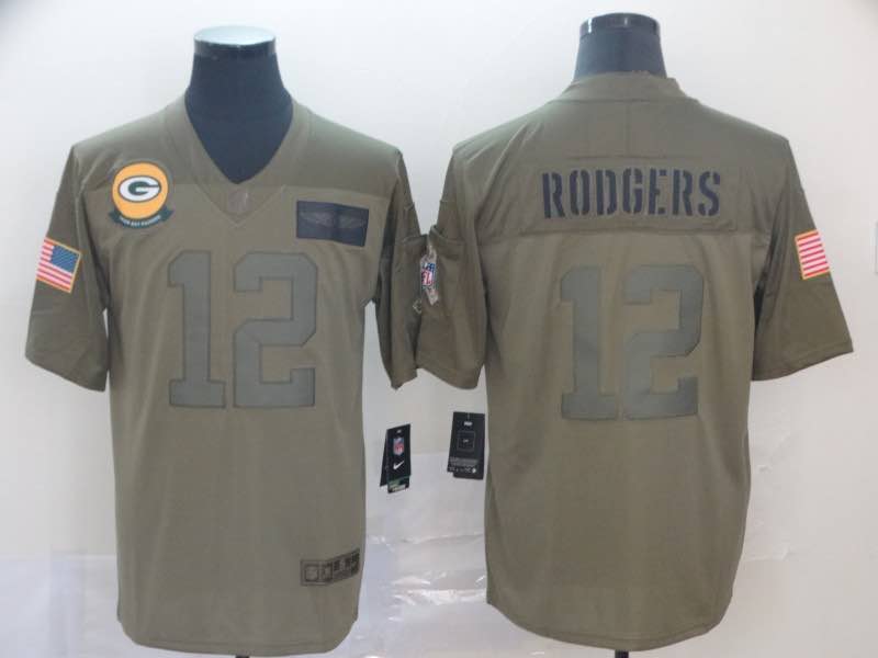 NFL Green Bay Packers #12 Rodgers Salute to Service Green Jersey