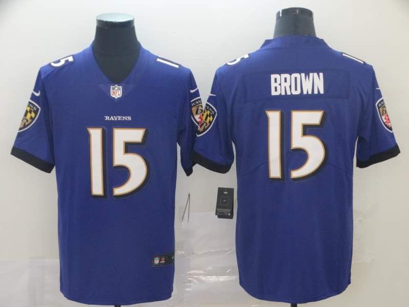 NFL Baltimore Ravens #15 Brown Vapor Limited Purple Jersey