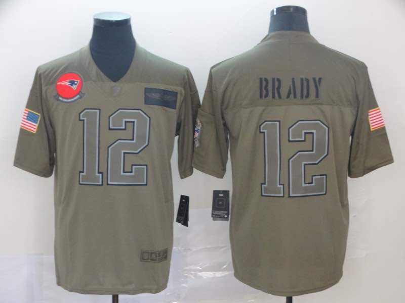 NFL New England Patriots #12 Brady Salute to Service Green Jersey