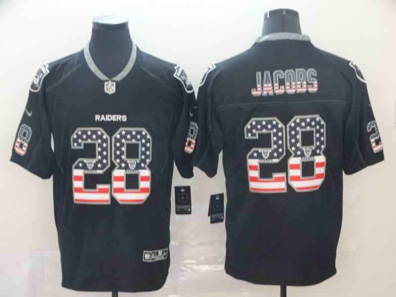 NFL Oakland Raiders #28 Jacobs Black USA Flag Jersey