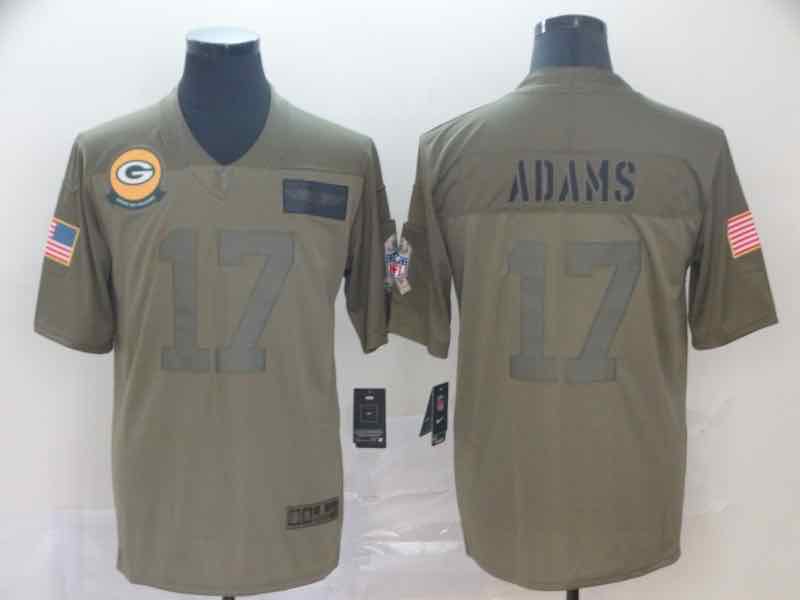 NFL Green Bay Packers #17 Adams Salute to Service Green Jersey