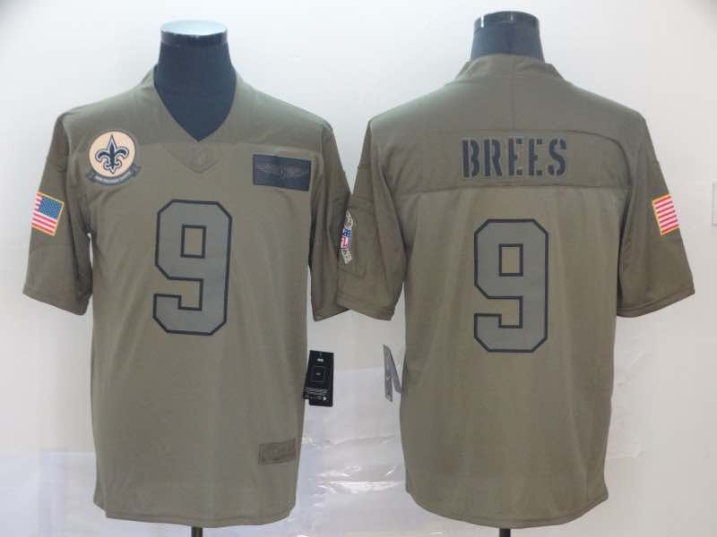 NFL New Orleans Saints #9 Brees Salute to Service Green Jersey