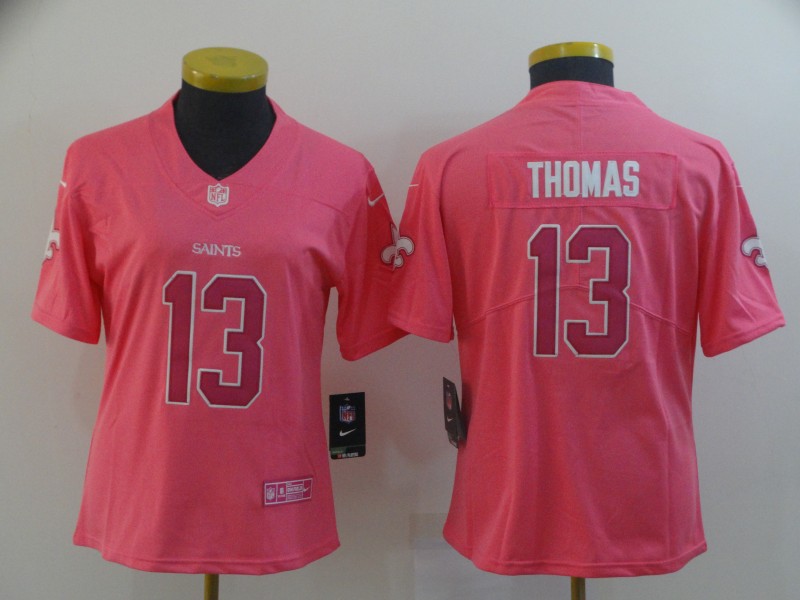 Womens NFL New Orleans Saints #13 Thomas Pink Fashion Jersey