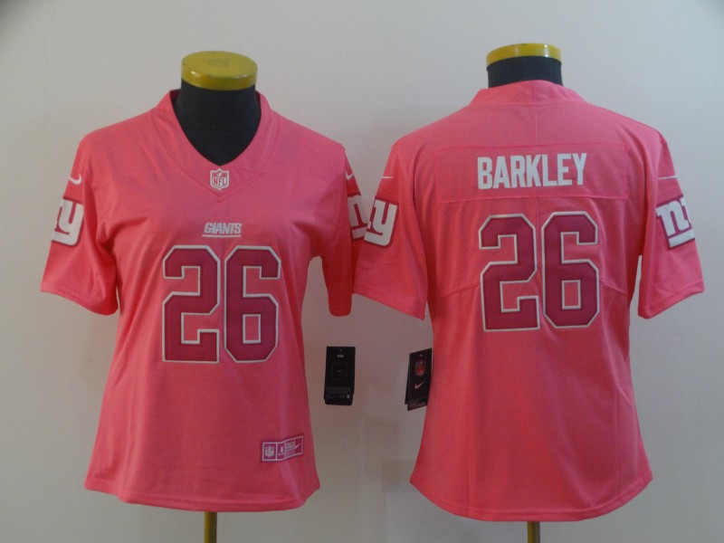 Women New York Giants #26 Barkley Pink Fashion Jersey