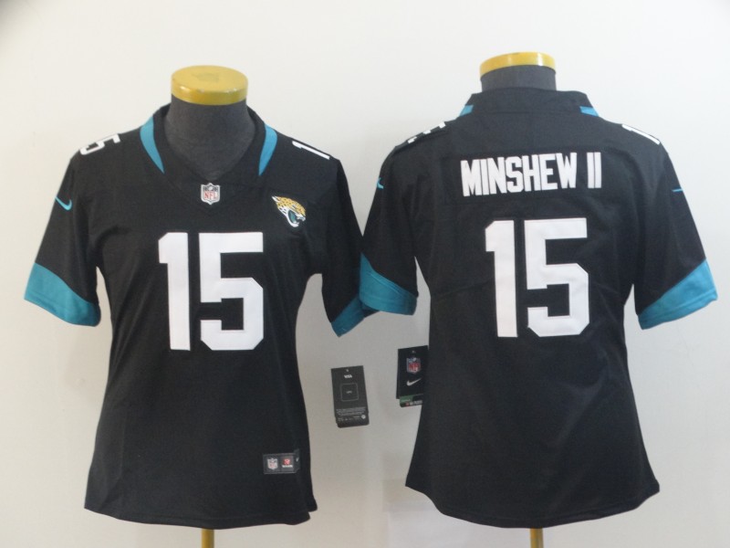 Womens NFL Jacksonville Jaguars #15 Minshew II Black Vapor Limited Jersey