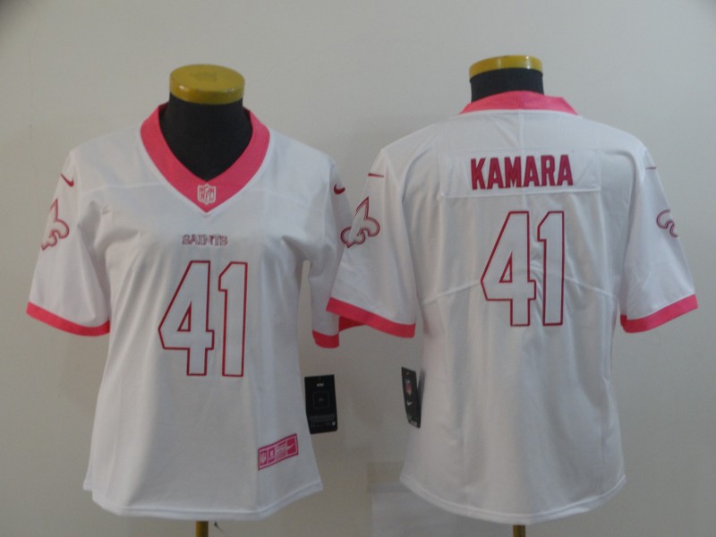 Womens NFL New Orleans Saints #41 Kamara Limited White Jersey