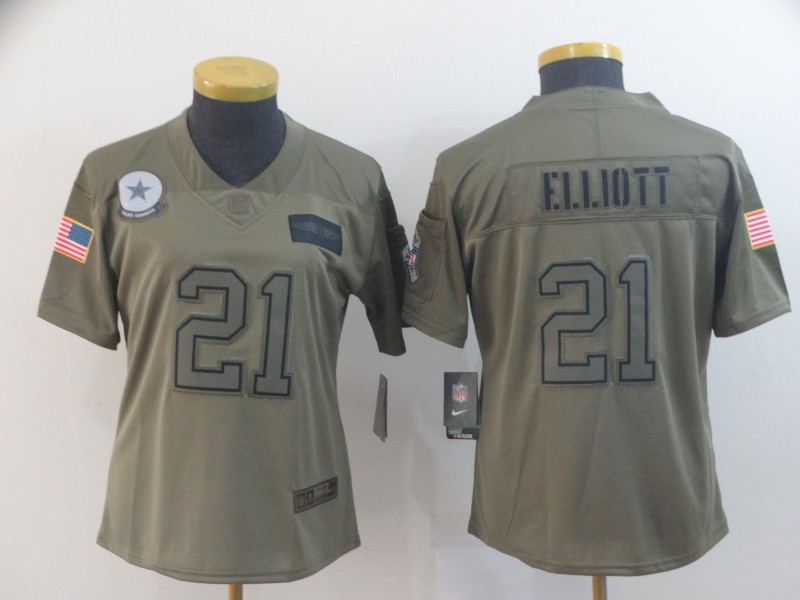 Womens NFL Dallas Cowboys #21 Elliott Salute to Service Jersey