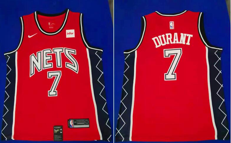 NBA Brooklyn Nets #7 Durant Red Game Jersey
