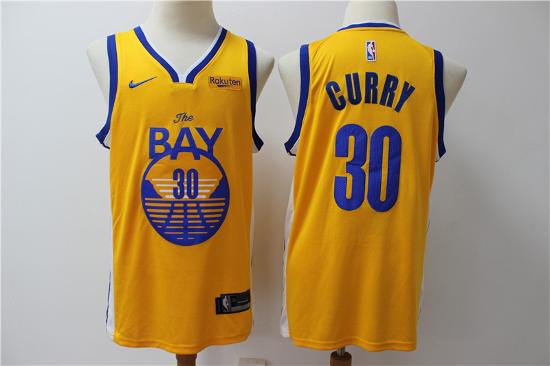 NBA Golden State Warriors #30 Curry Yellow Game Jersey