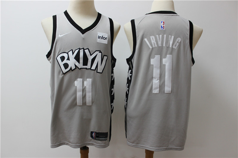 NBA Brooklyn Nets #11 Irving Grey Game Jersey