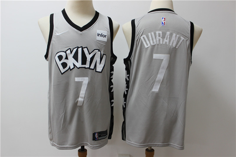 NBA Brooklyn Nets #7 Durant Grey Game Jersey