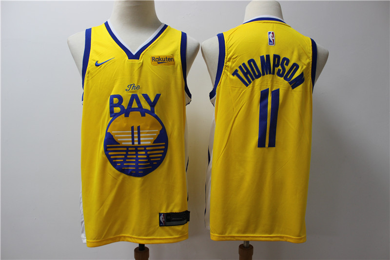 NBA Golden State Warriors #11 Thompson Yellow Game Jersey