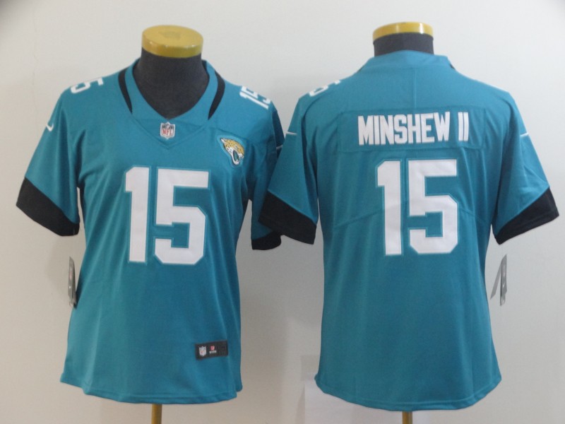 Womens NFL Jacksonville Jaguars #15 Minshew II Blue Vapor Limited Jersey