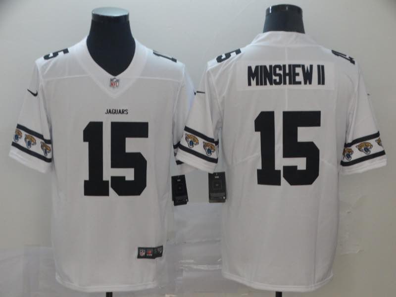 NFL Jacksonville Jaguars #15 Minshew II White Sleeve Logo Jersey
