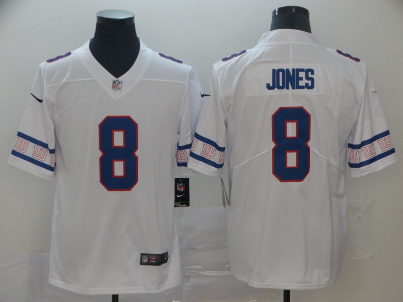 NFL New York Giants #8 Jones White Sleeve Logo Jersey