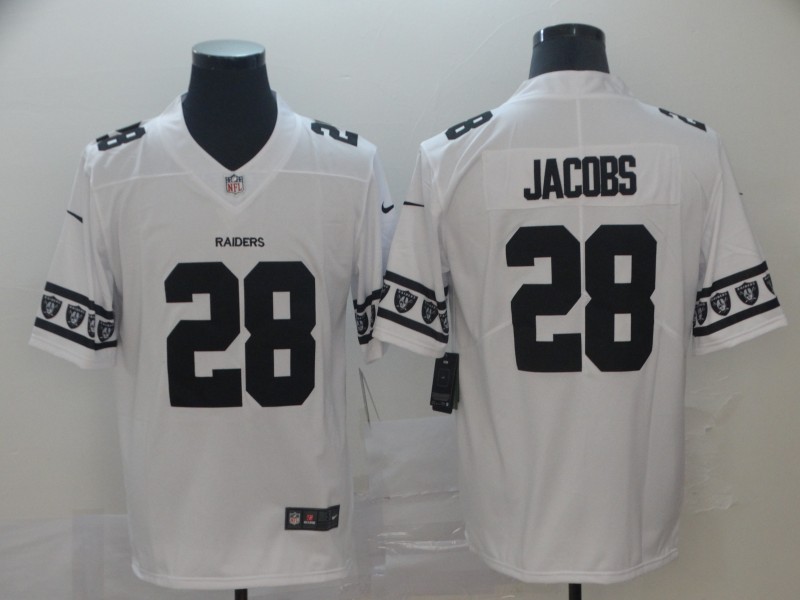 NFL Oakland Raiders #28 Jacobs White Sleeve Logo Jersey