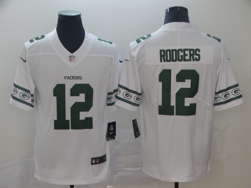 NFL Green Bay Packers #12 Rodgers White Sleeve Logo Jersey