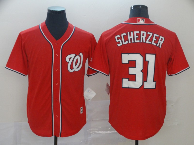 MLB Washington Nationals #31 Scherzer Red Game Jersey