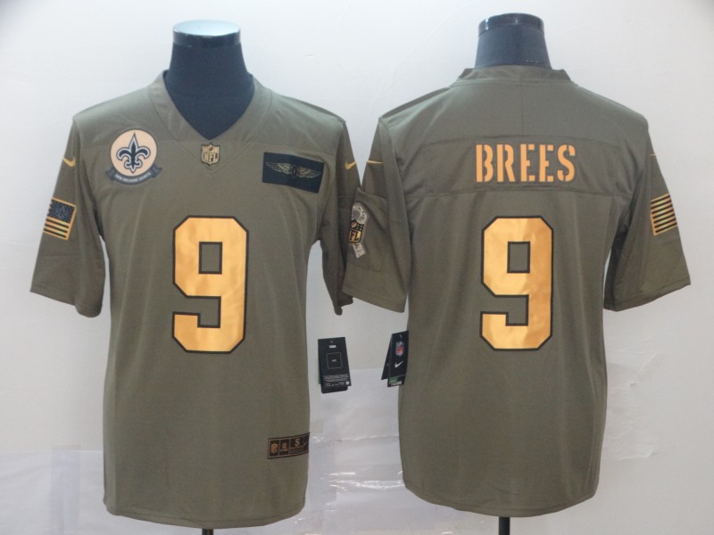 NFL New Orleans Saints #9 Brees Salute to Service Gold Jersey