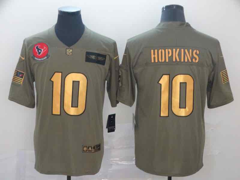 NFL Houston Texans #10 Hopkins Salute to Service Gold Jersey