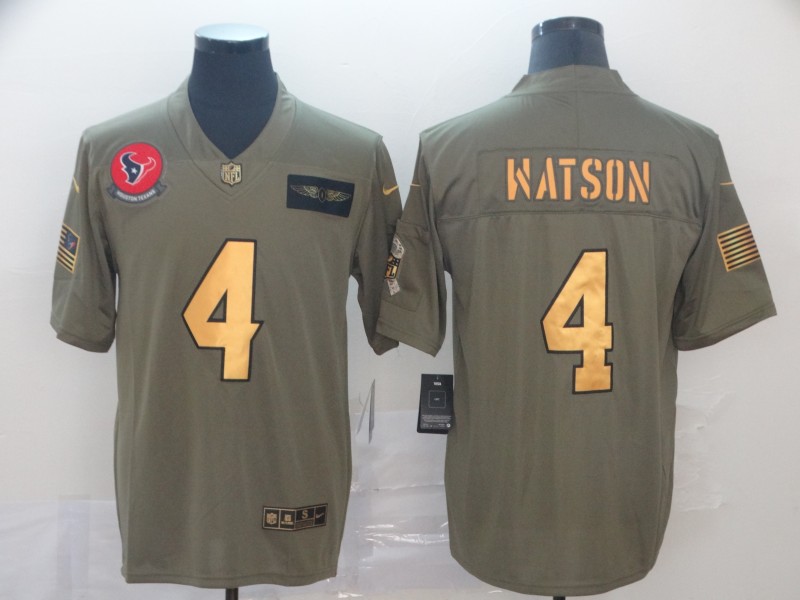 NFL Houston Texans #4 Watson Salute to Service Gold Jersey