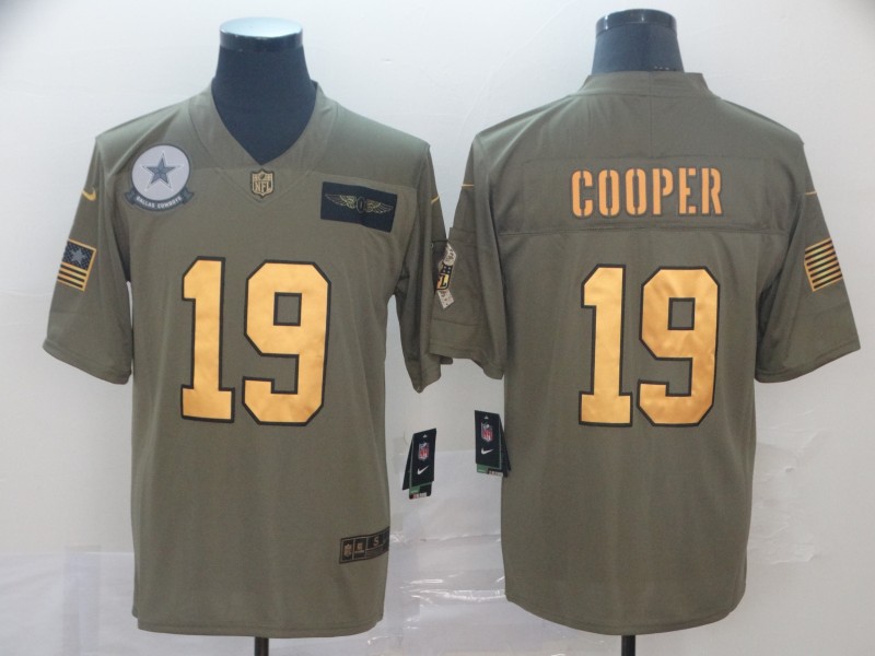 NFL Dallas Cowboys #19 Cooper Salute to Service Gold Jersey