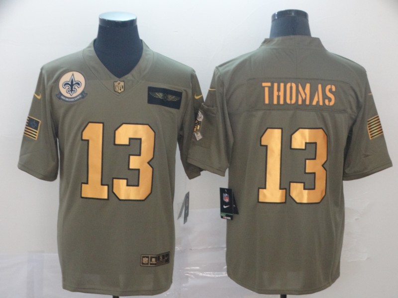 NFL New Orleans Saints #13 Thomas Salute to Service Gold Jersey