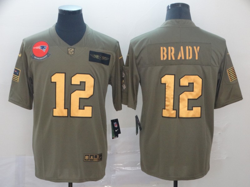 NFL New England Patriots #12 Brady Salute to Service Gold Jersey