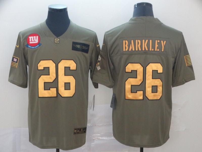 NFL New York Giants #26 Barkley Salute to Service Gold Jersey