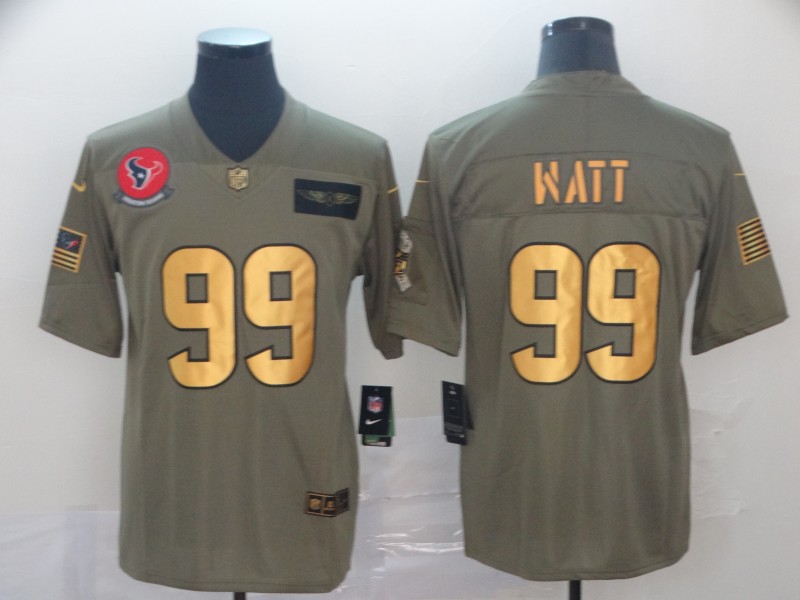 NFL Houston Texans #99 Watt Salute to Service Gold Jersey