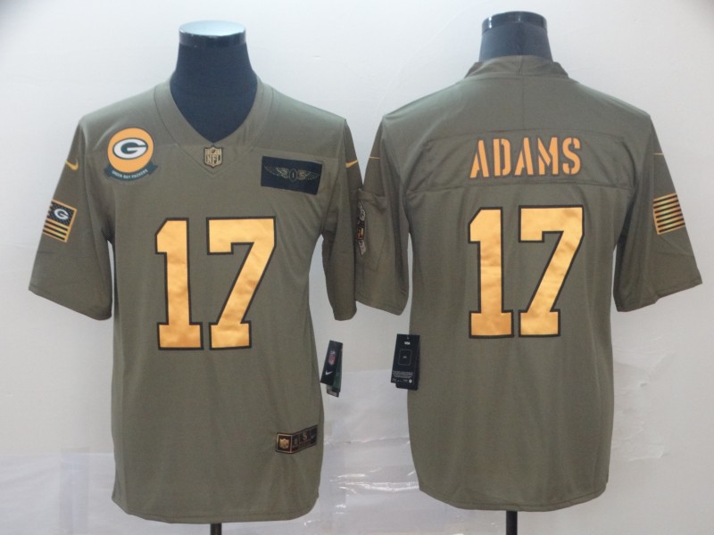 NFL Green Bay Packers #17 Adams Salute to Service Gold Jersey