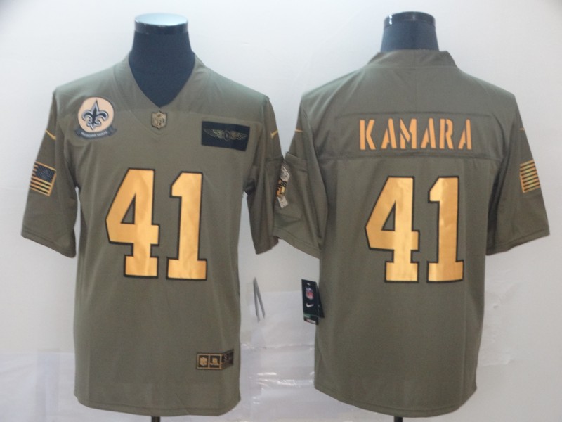 NFL New Orleans Saints #41 Kamara Salute to Service Gold Jersey