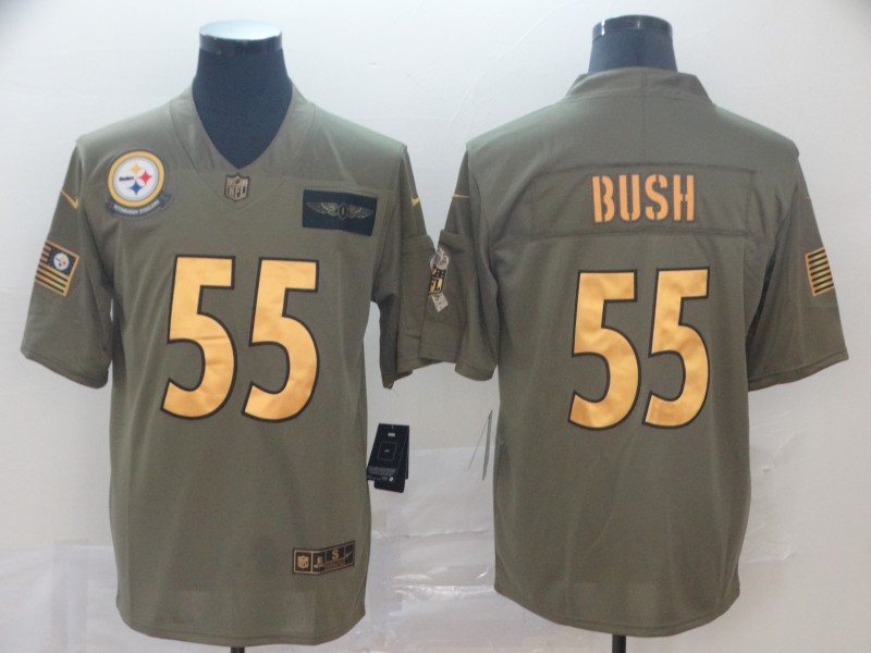 NFL Pittsburgh Steelers #55 Bush Salute to Service Gold Jersey